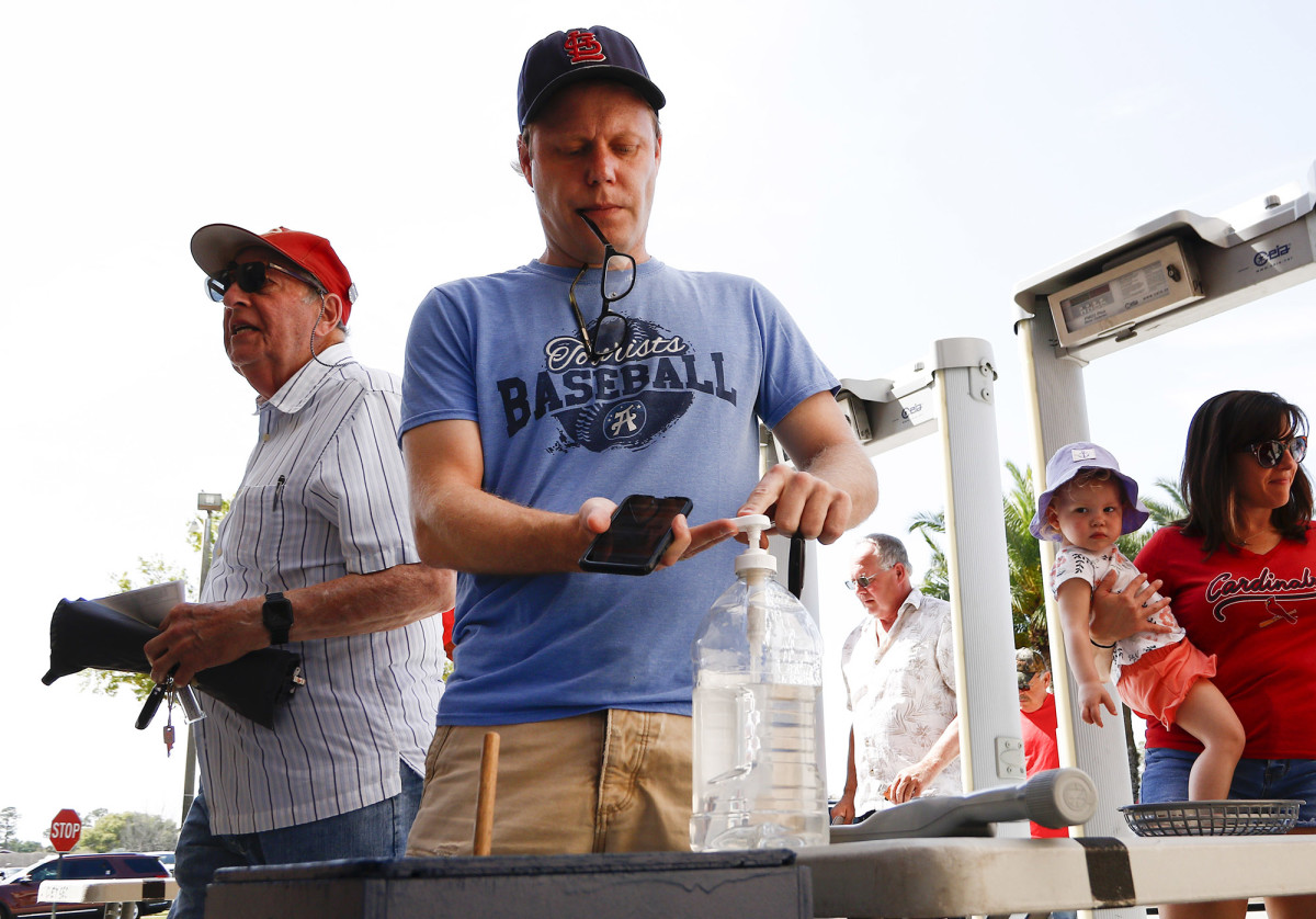 Fans enter Publix Field before the Detroit Tigers-Atlanta Braves spring training game.